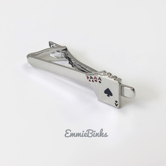 ✨3/$38 New Mens Playing Cards - Four Aces / All Aces / Aces Wild Silver Tie Clip - Picture 5 of 9